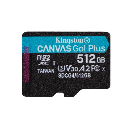 Kingston Technology Canvas Go Plus MicroSD 512GB - Ultra Fast 200 MB/s for High-Performance Storage & Extreme Durability